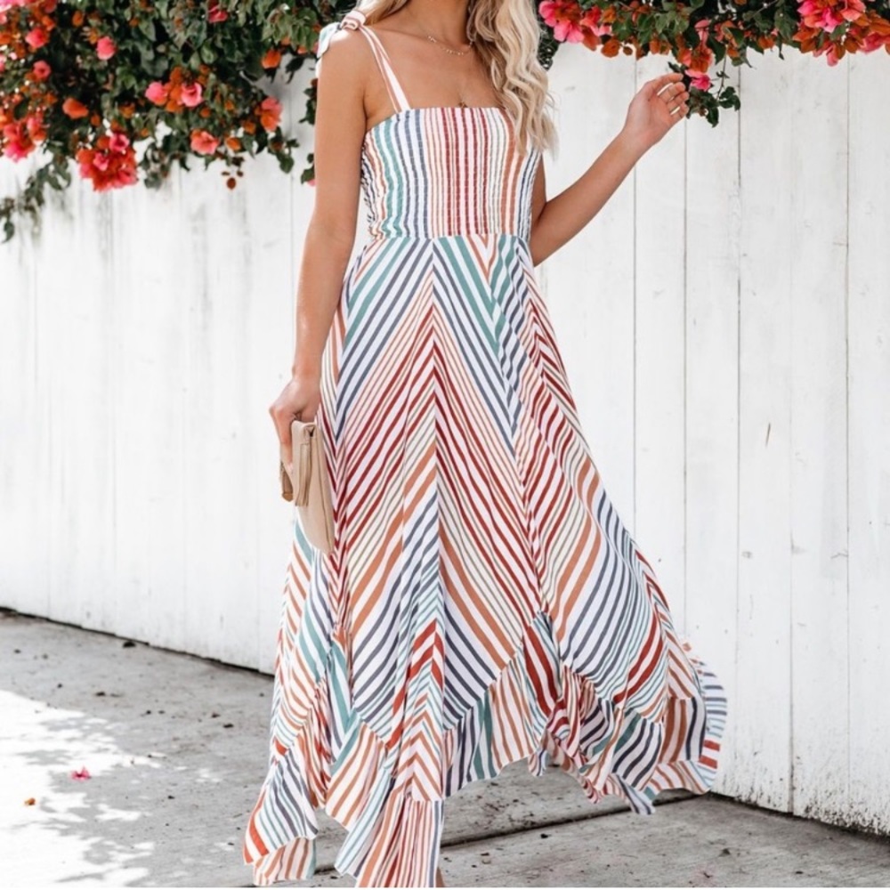 En Creme Multicolor Striped Maxi Dress